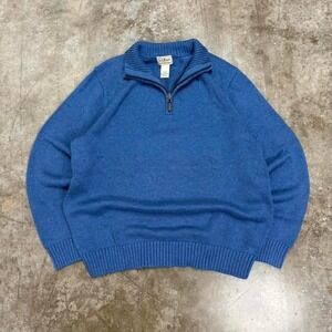 L.L.Bean Blue Cotton Quarter Zip Size L